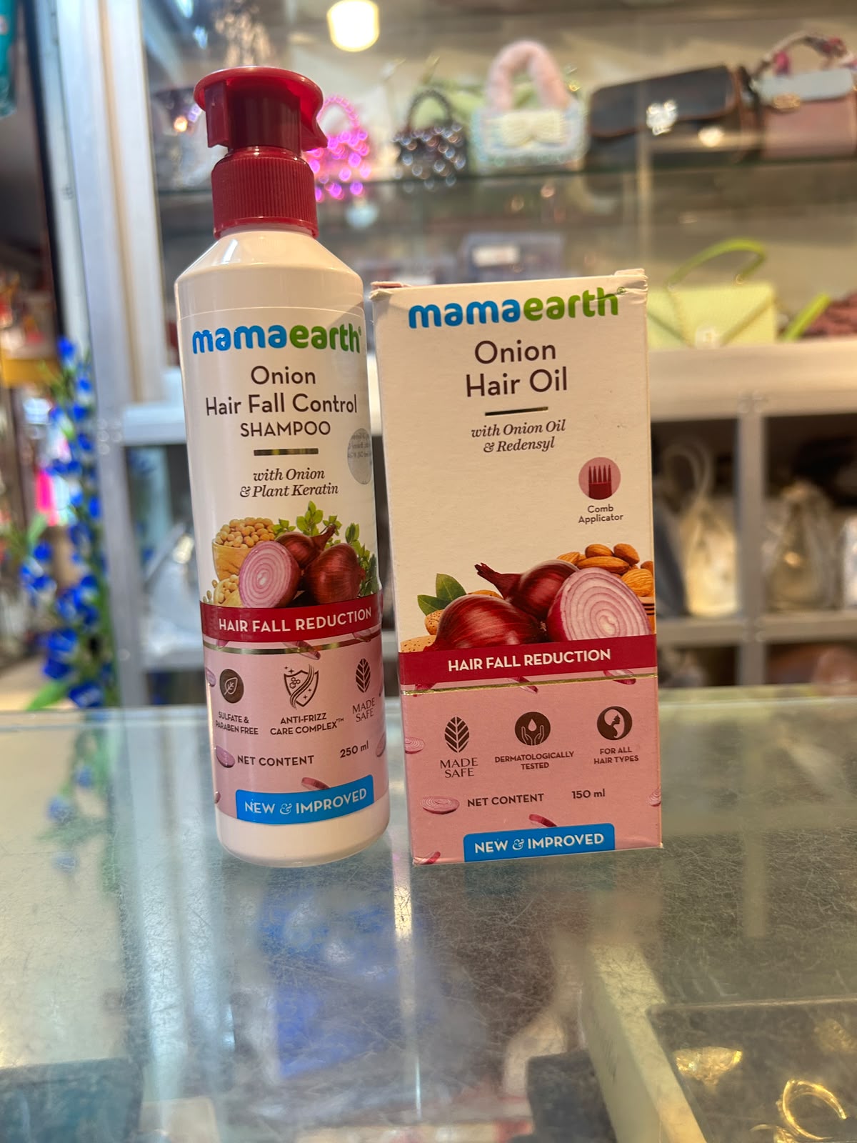 Mamaearth Onion Hair Care Combo (Shampoo 250ml + Hair Oil 150ml)